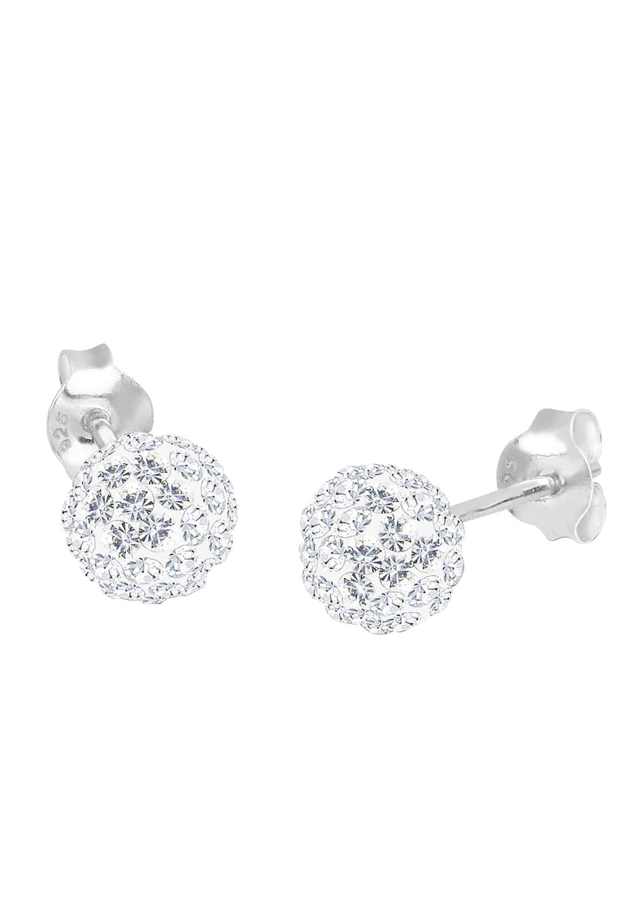 Elli Eleganckie damskie kolczyki kulki z kryształkami ze srebra próby 925 Kolczyki 1 ct Damski