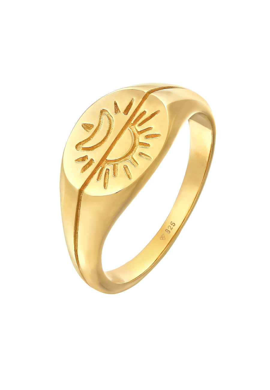 Elli Damski sygnet Słońce Księżyc Astro Boho Trend Blogger w srebrze 925 Sterling Silver Pierścionki 1 ct