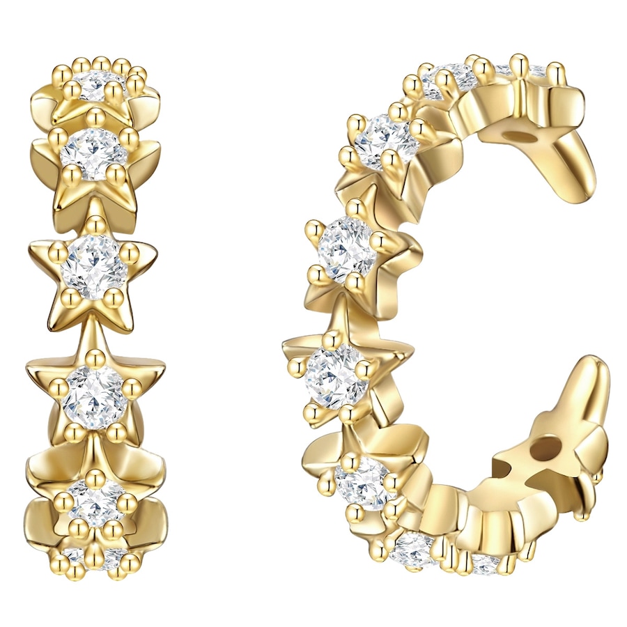 Glanzstücke München Srebrne klamry na ucho Gwiazdy srebro wysokiej próby Cyrkonia żółte złoto Kolczyki 1 ct Damski