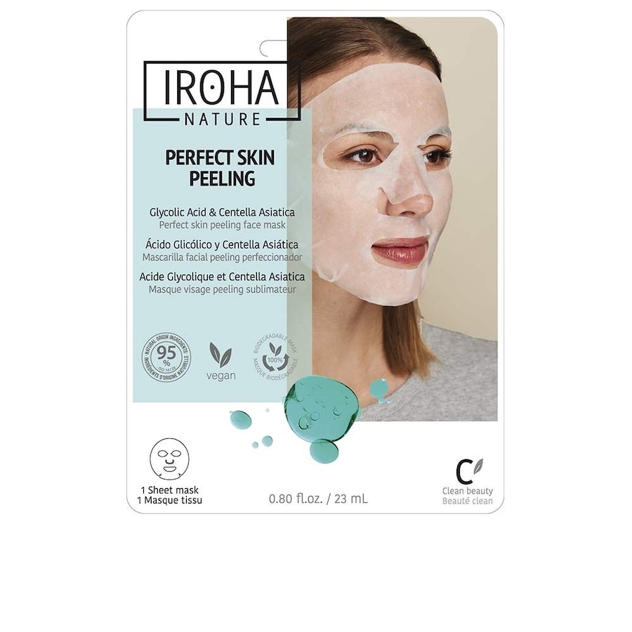 Iroha Perfect Skin Peeling Kwas Glikolowy i Centella Asiatica Iroha Maseczki w płachcie 18 ml