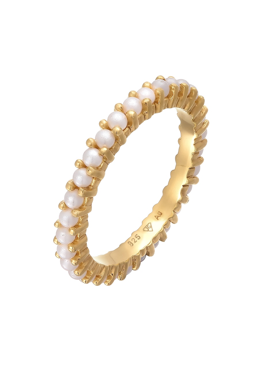 Elli Damska obrączka Memoire szklane koraliki w srebrze próby 925 Sterling Silver Pierścionki 1 ct Damski