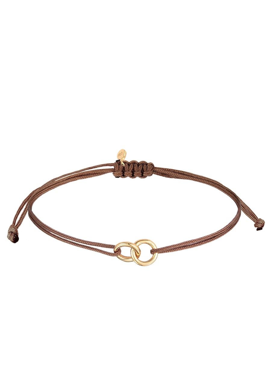 Elli Damskie Koło Geo Minimal z nylonem brąz w srebrze próby 925 Sterling Silver pozłacane Bransoletki 1 ct