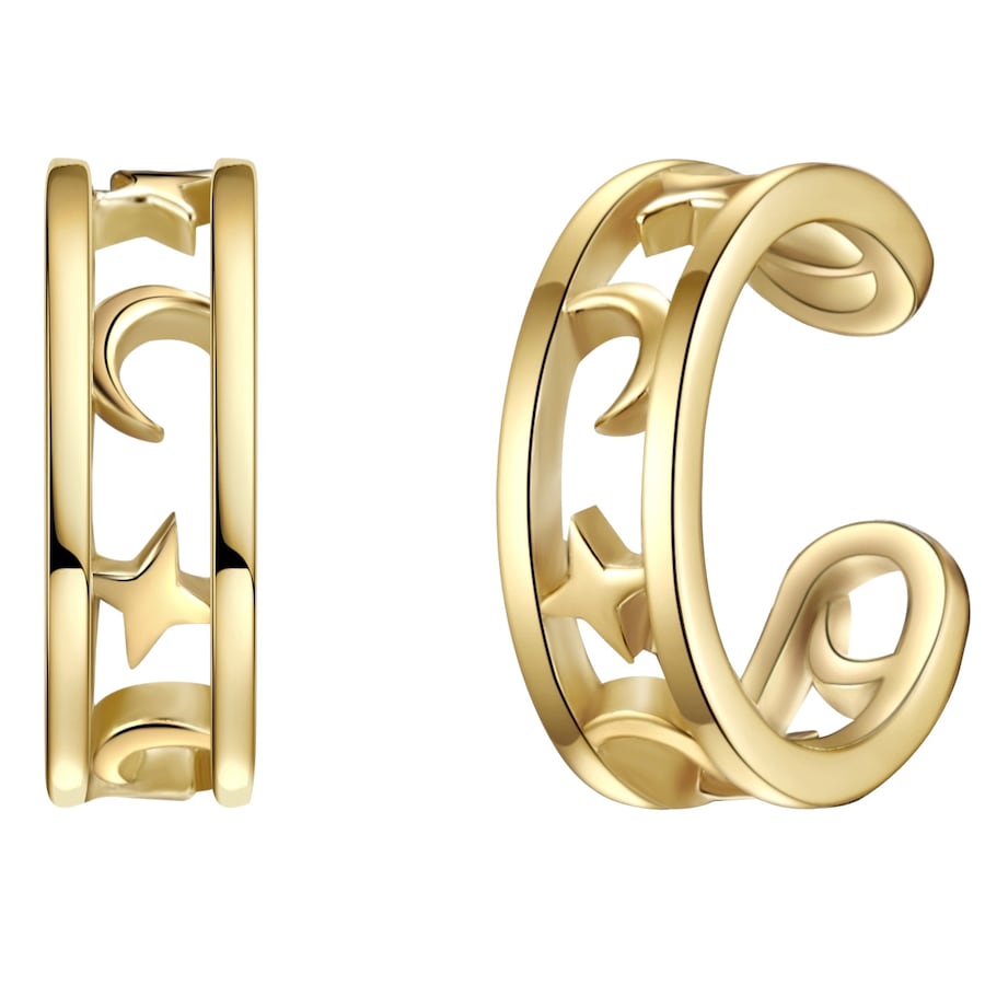 Glanzstücke München Srebrne klamry na ucho Półksiężyc/gwiazda srebro wysokiej próby żółte złoto Kolczyki 1 ct Damski