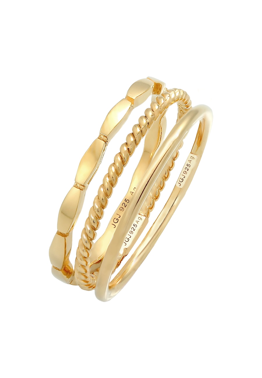 Elli Damska obrączka do łączenia Stacking Trio Basic Minimal ponadczasowa Bloger w srebrze 925 Sterling Silver Pierścionki 1 ct Damski