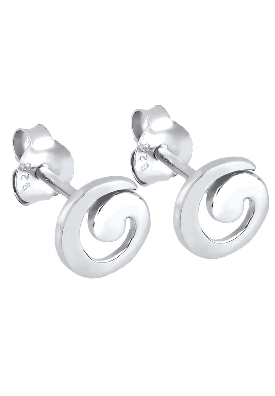 Elli Kolczyki sztyfty damskie Spiral Geo Basic Playful w srebrze próby 925 Sterling Silver 1 ct Damski