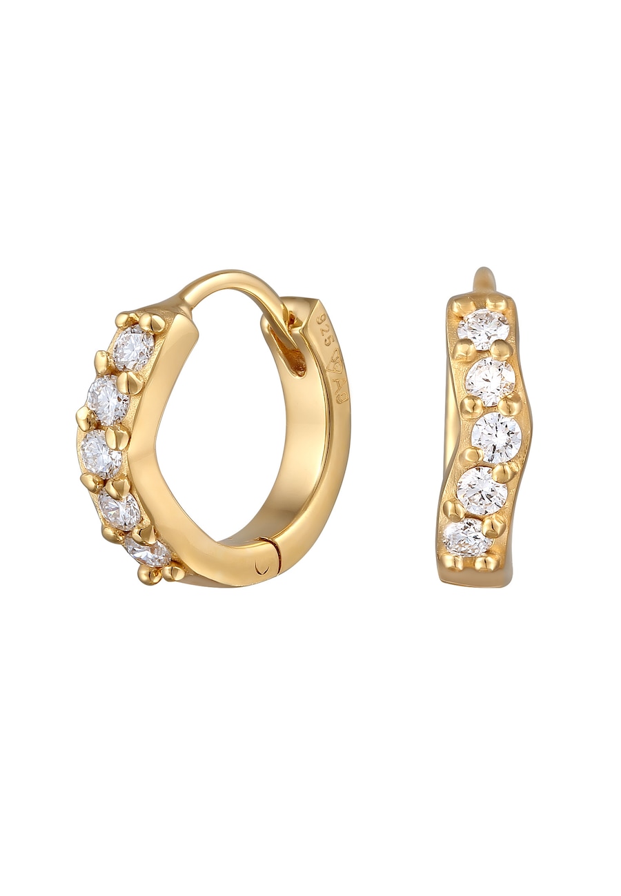 Elli DIAMONDS Damskie kolczyki kreole Basic mieniące się diamentami hodowanymi laboratoryjnie (0,07 ct) ze srebra próby 925 Sterling Silver Kolczyki k