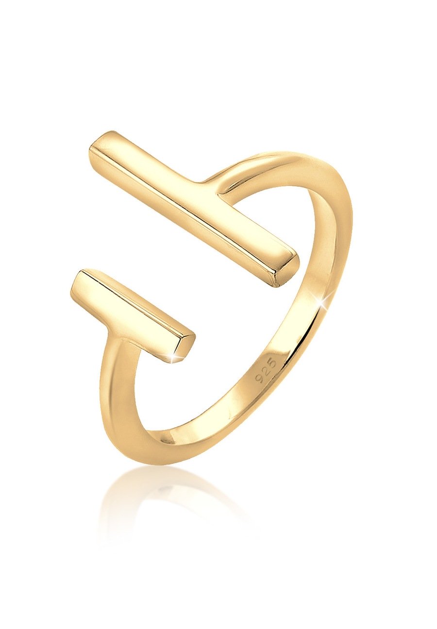 Elli Damski Geo rodowany Open Minimal ze srebra próby 925 Sterling Silver Pierścionki 1 ct