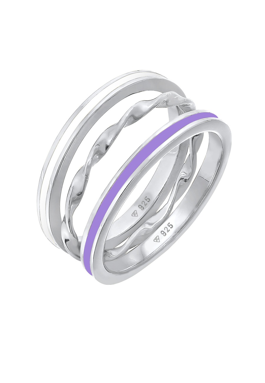 Elli Damski zestaw 3 częściowy: Basic Trio Skręcony w srebrze 925 Sterling Silver Pierścionki 1 ct