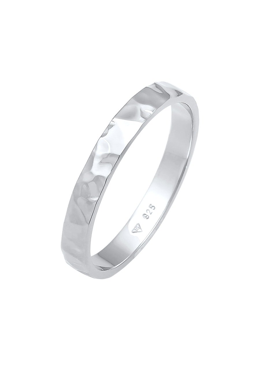 Elli Damska obrączka Basic Fine młotkowana Trend ze srebra próby 925 Sterling Silver Pierścionki 1 ct Damski