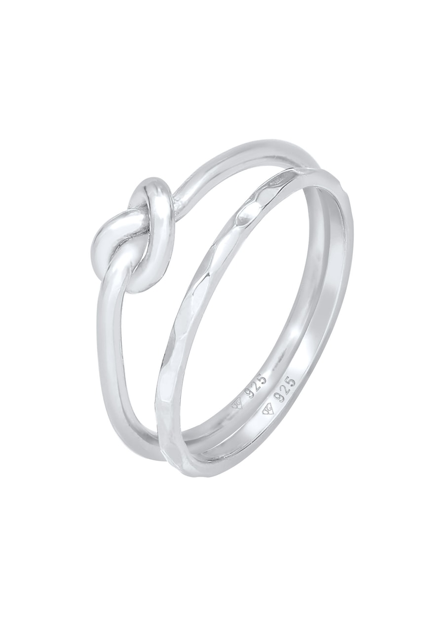 Elli Damskie Duo Knot Trend Basic Minimal w pozłacanym srebrze 925 Sterling Silver Pierścionki 1 ct