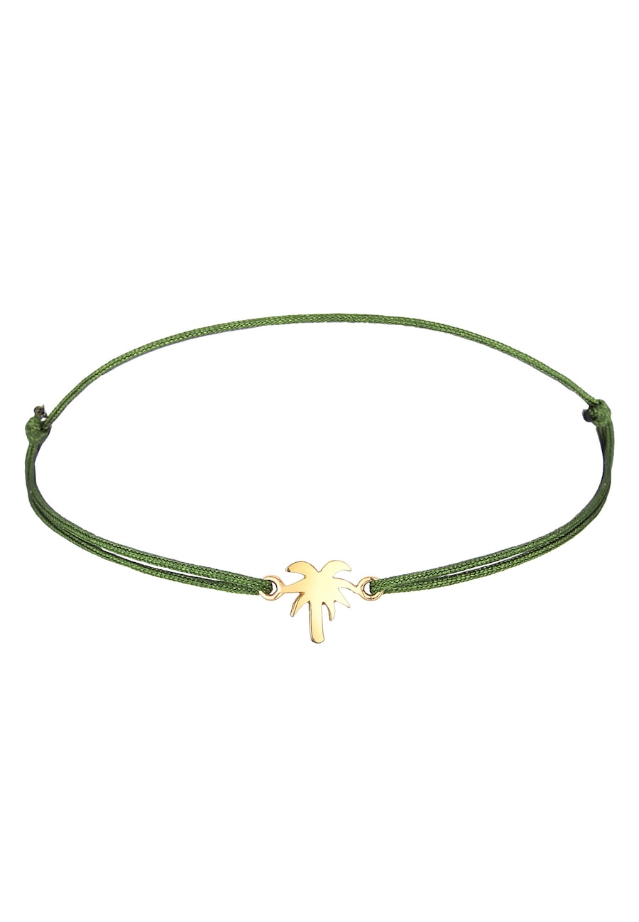 Elli Damska zawieszka z palmą i czarnym nylonem wykonany ze srebra próby 925 Sterling Silver, pozłacana Bransoletki 1 ct Damski