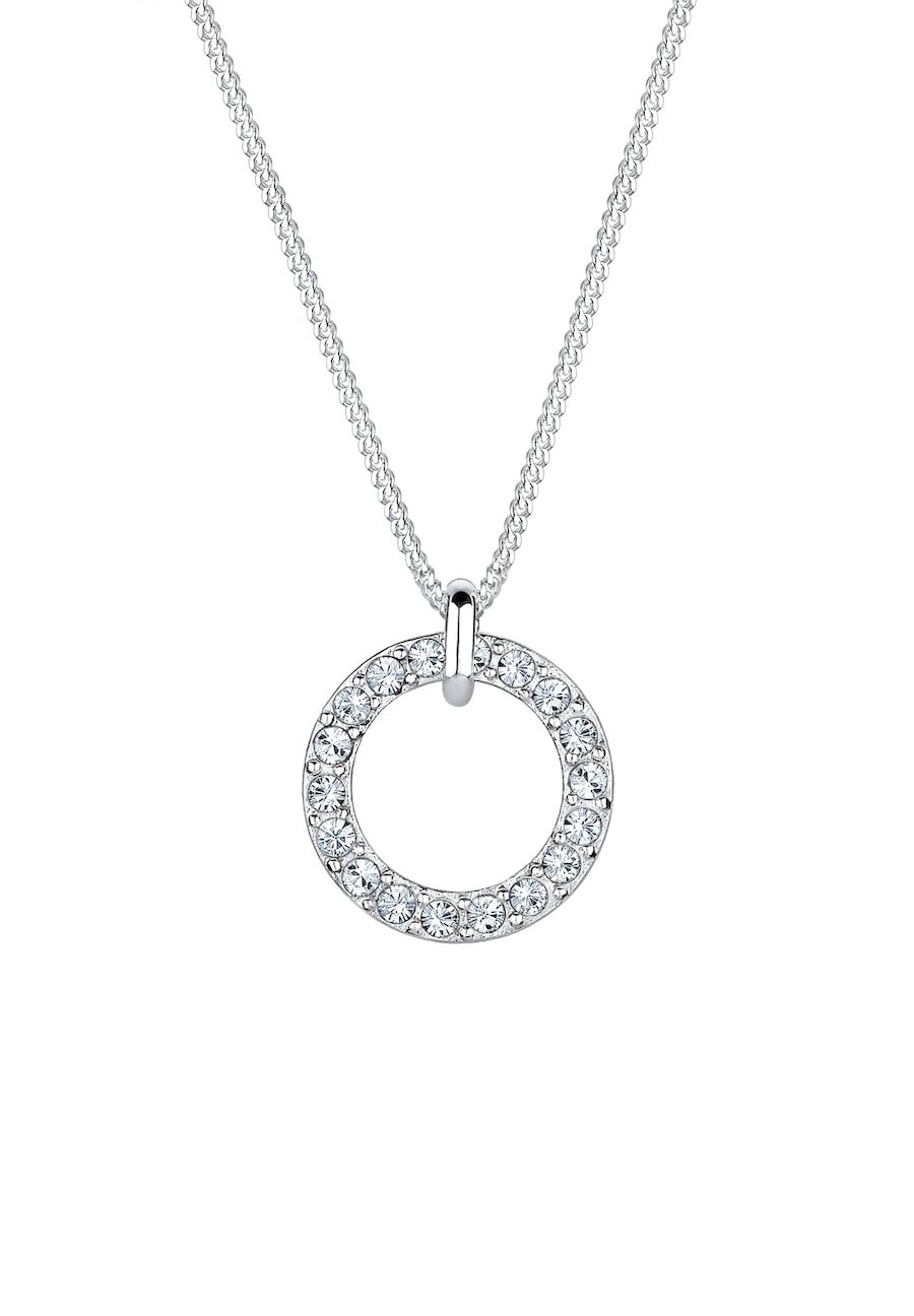 Elli Damski wisiorek Geo Circle z kryształami ze srebra próby 925 Sterling Silver Naszyjniki 1 ct