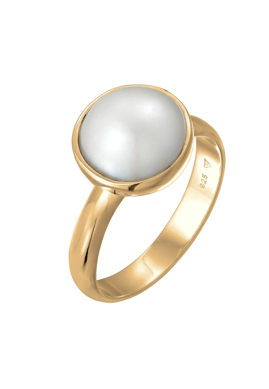 Nenalina Damski elegancki okrągły z perłą ze srebra próby 925 Sterling Silver Pierścionki 1 ct