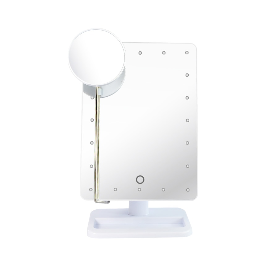 UNIQ Hollywoodzkie lusterko kosmetyczne z oświetleniem LED i 10-krotnym powiększeniem Lusterka kosmetyczne 1 ct Biały