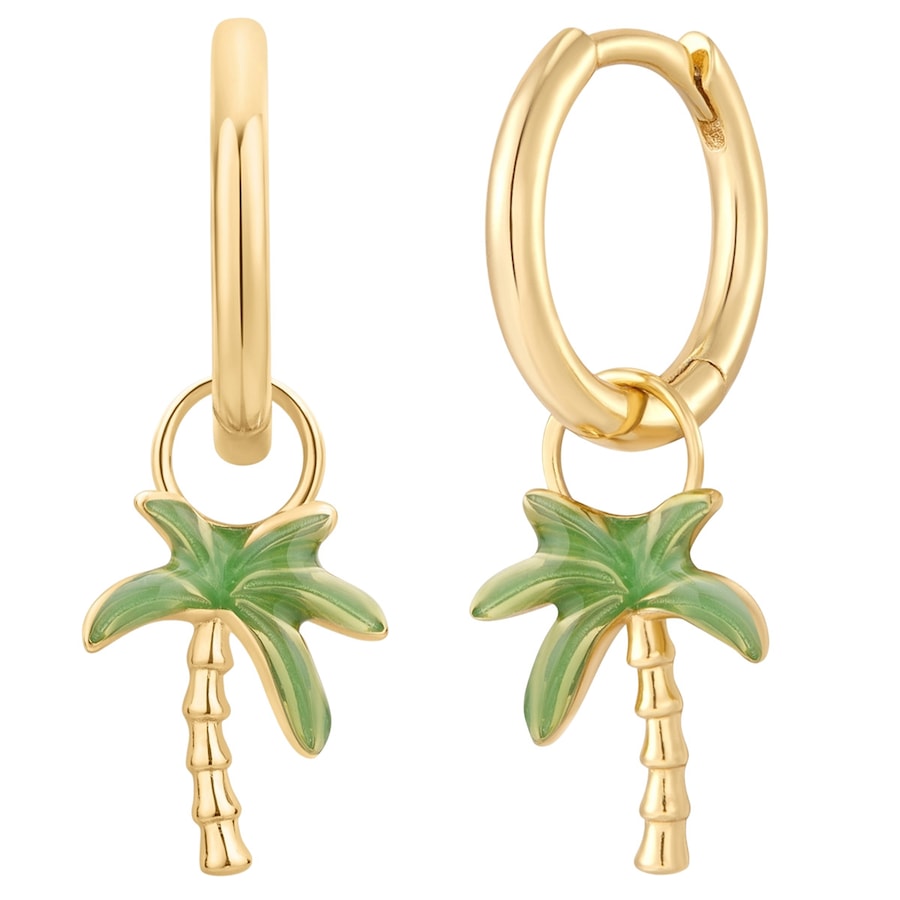 Glanzstücke München Srebrne kolczyki kreolki Palma Srebro wysokiej próby Żółte złoto Kolczyki koła 1 ct Damski