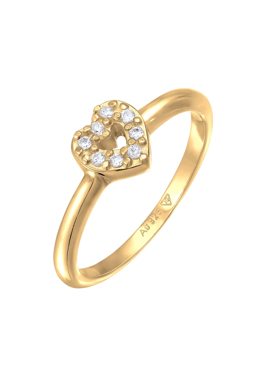 Elli Damski pierścionek serce romantyczne błyszczące z cyrkoniami ze srebra próby 925 Sterling Silver Pierścionki 1 ct