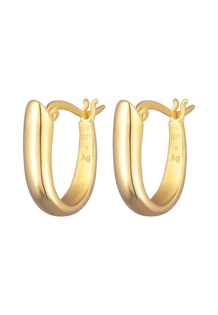 Elli Damskie kolczyki kreole kółka owalne zapięcie ze srebra próby 925 Sterling Silver Kolczyki koła 1 ct