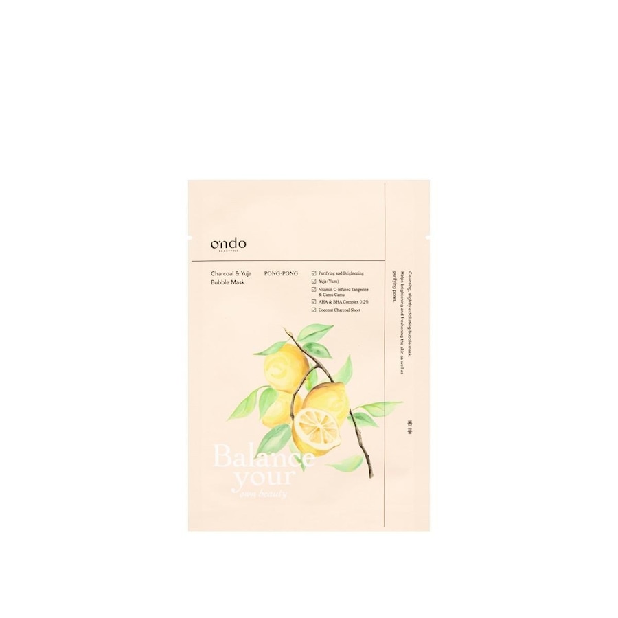 Ondo Beauty 36.5 PONG-PONG CHARCOAL & YUJA BUBBLE MASK Zestawy do pielęgnacji twarzy 25 ml