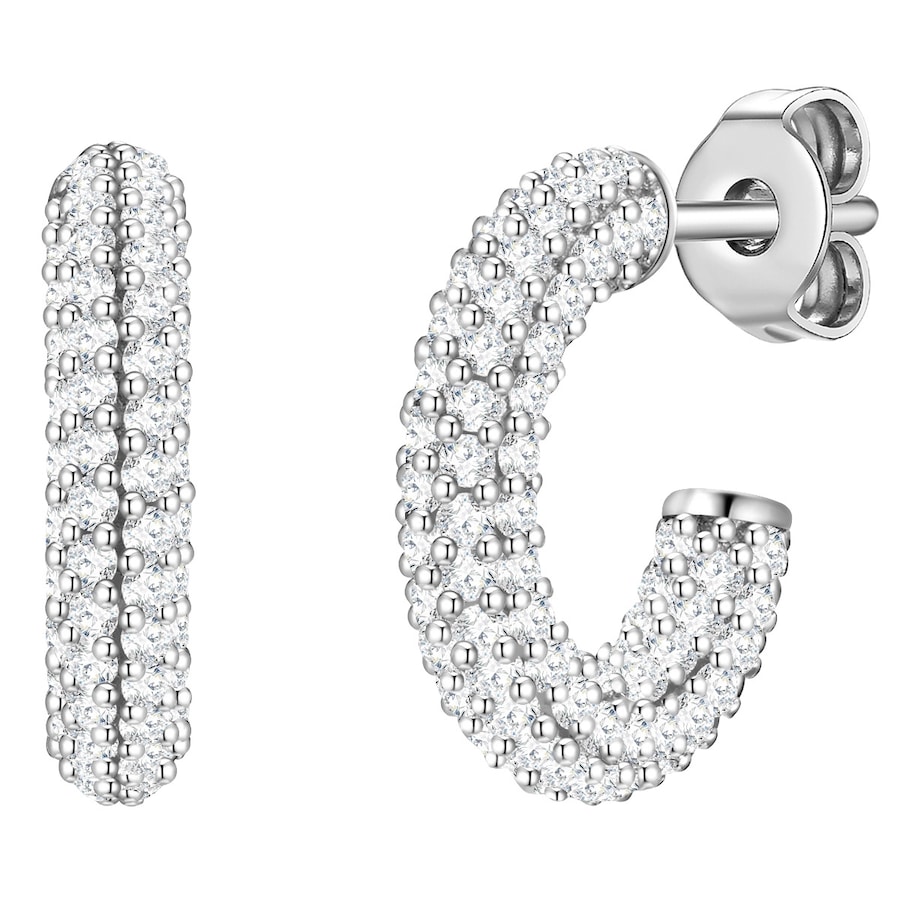 Glanzstücke München Srebrne kolczyki kreole srebro wysokiej próby Cyrkonia srebrny Kolczyki koła 1 ct Damski