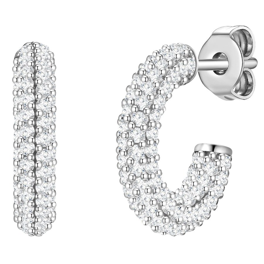 Glanzstücke München Srebrne kolczyki kreole srebro wysokiej próby Cyrkonia srebrny Kolczyki koła 1 ct Damski