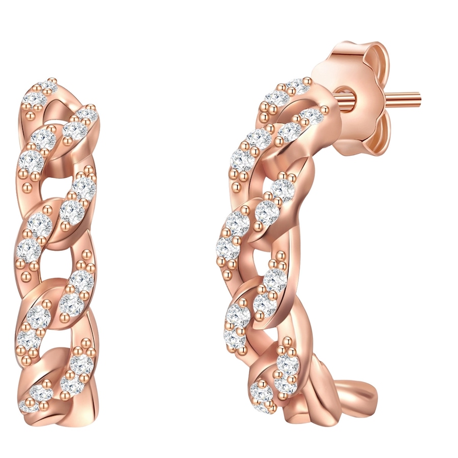 Glanzstücke München Srebrne kolczyki kreole srebro wysokiej próby Cyrkonia różowe złoto Kolczyki koła 1 ct Damski