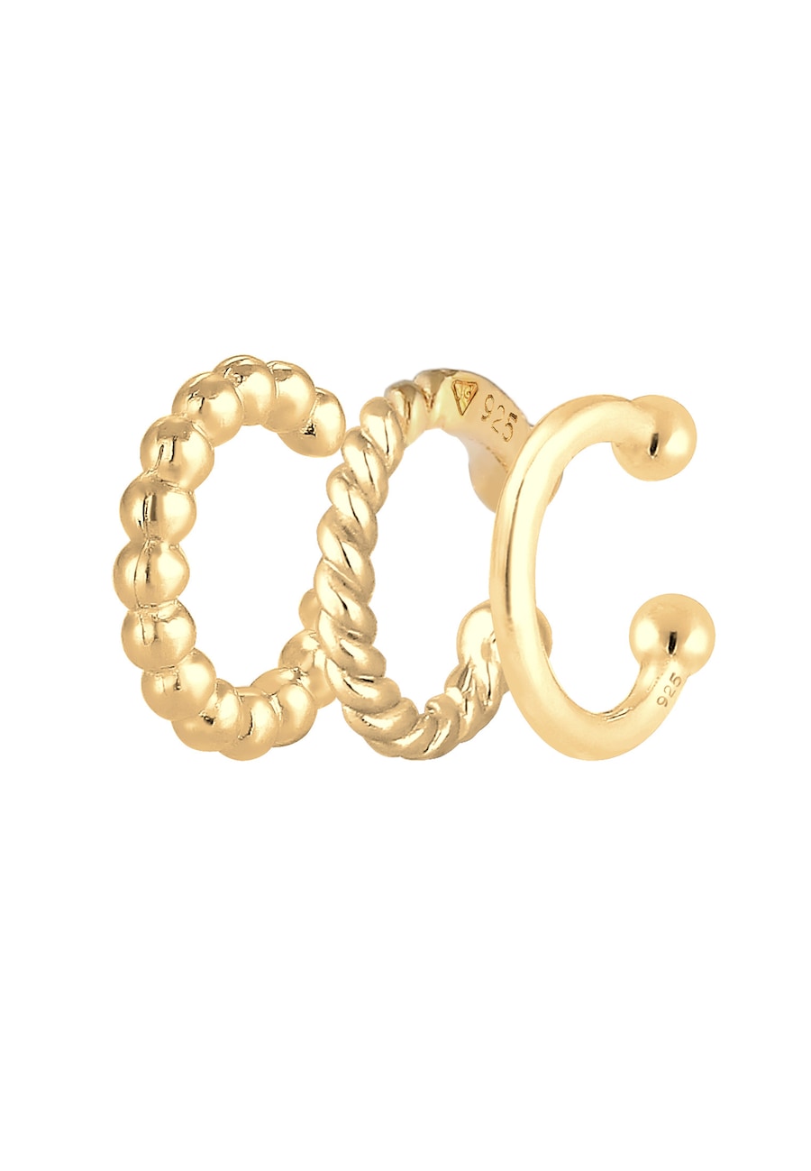 Elli Damski zestaw nausznic Geo Minimal Look wykonany ze srebra próby 925 Sterling Silver Nausznice 1 ct