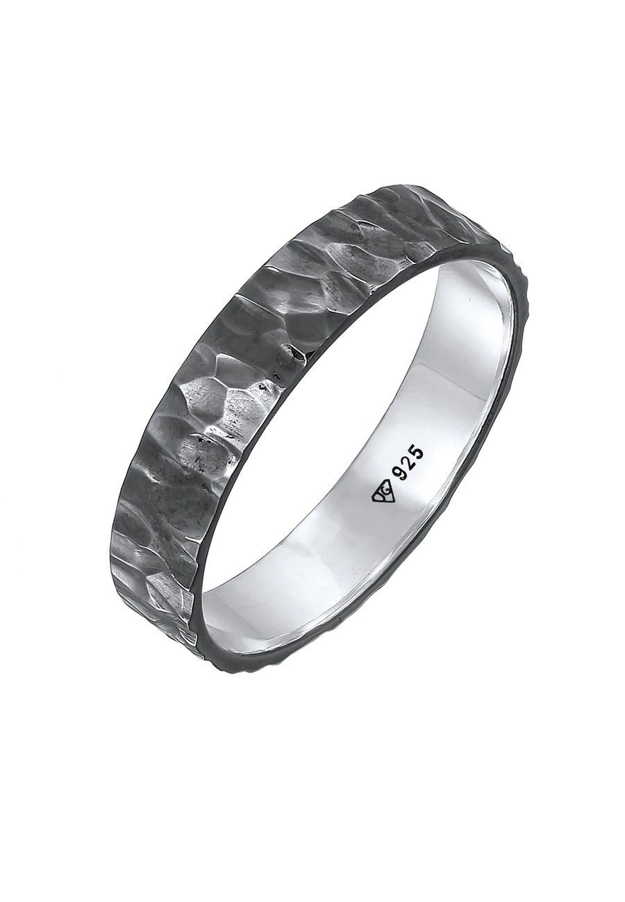 KUZZOI Męska obrączka Organic ze strukturą ze srebra próby 925 Sterling Silver Pierścionki 1 ct Męskie