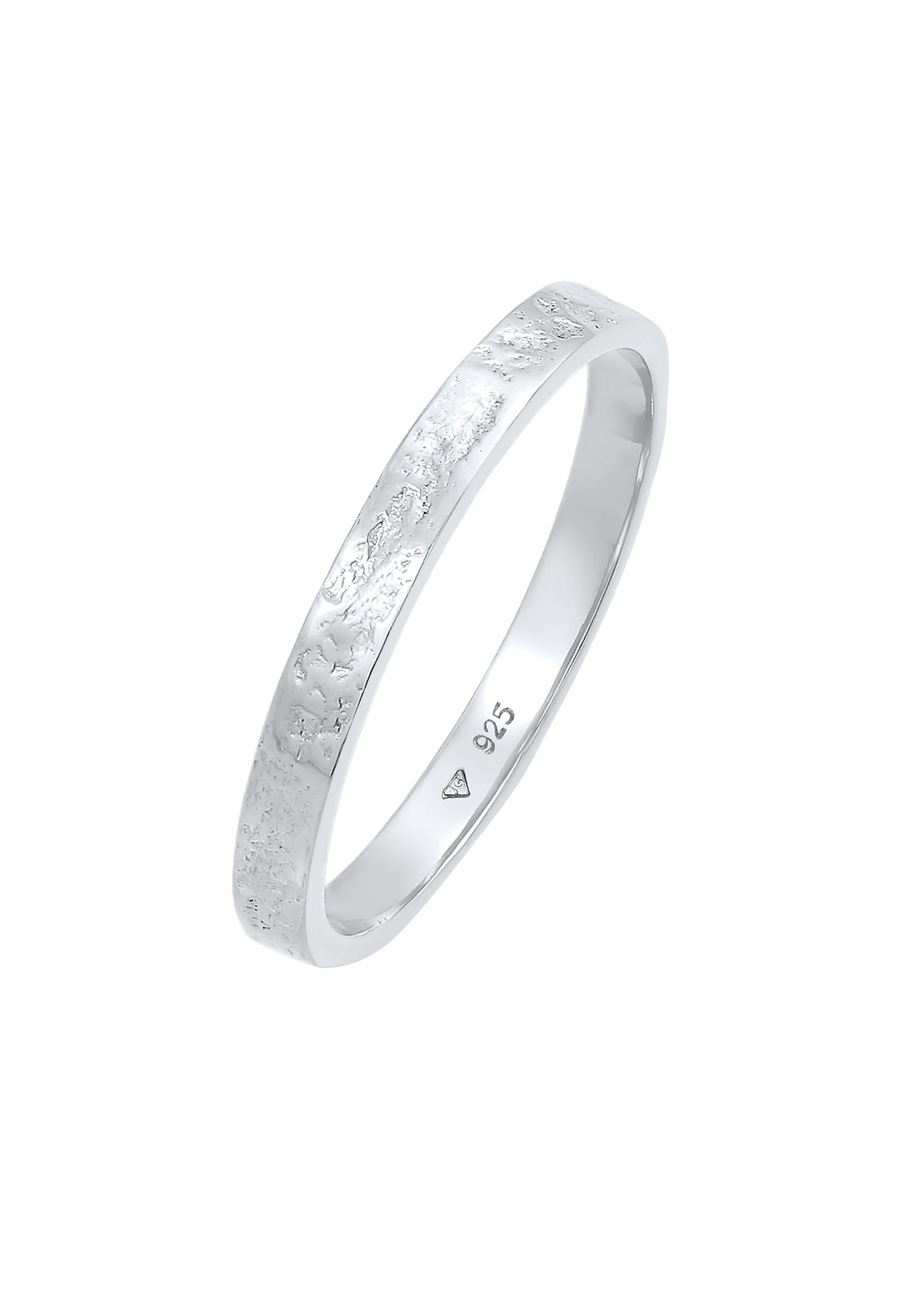 Elli Damska obrączka Partner Basic Organic Look ze srebra próby 925 Sterling Silver Pierścionki 1 ct Damski