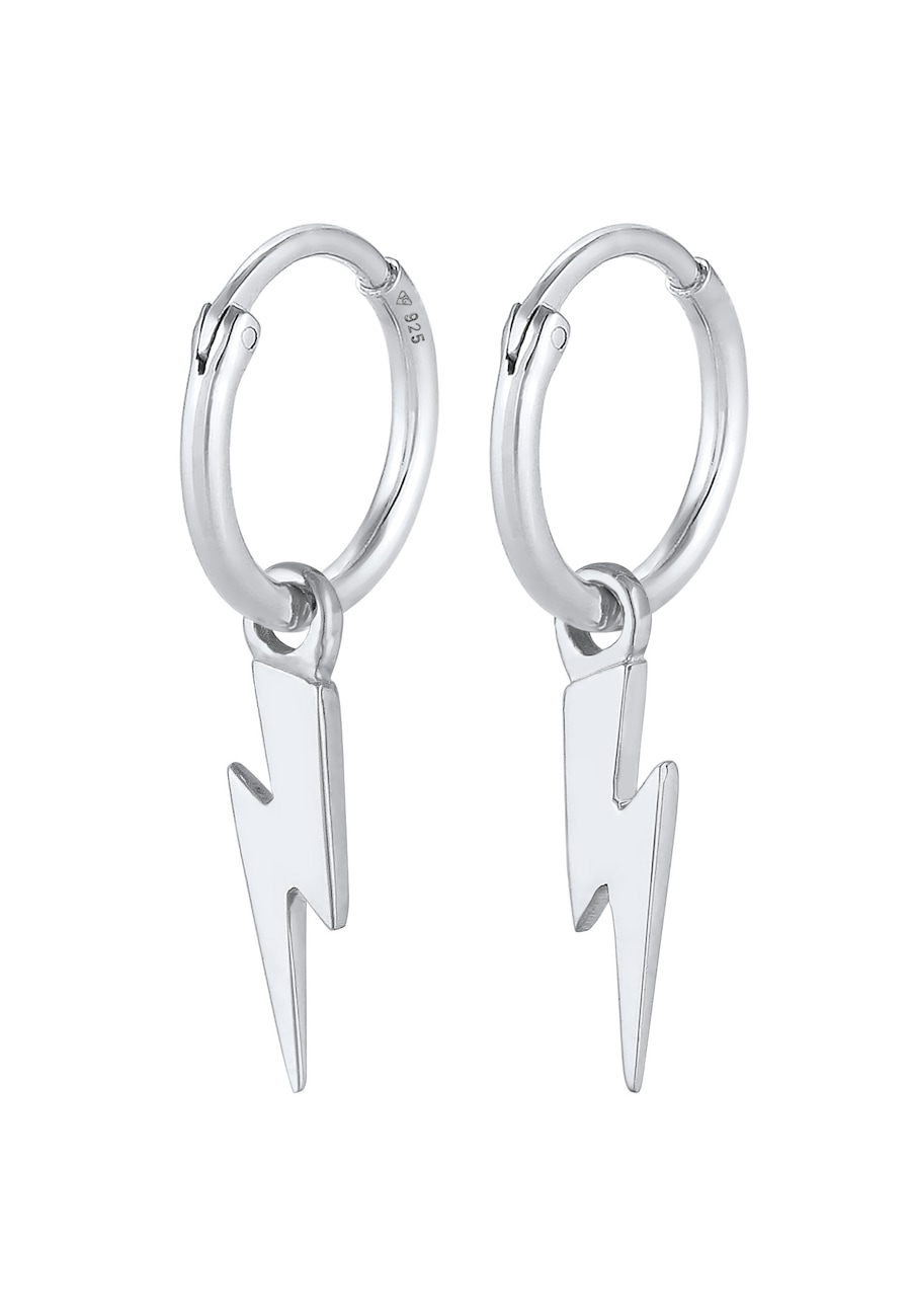 Elli PREMIUM Damskie kreole symbol błyskawicy Basic w pozłacanym srebrze 925 Sterling Silver Kolczyki koła 1 ct