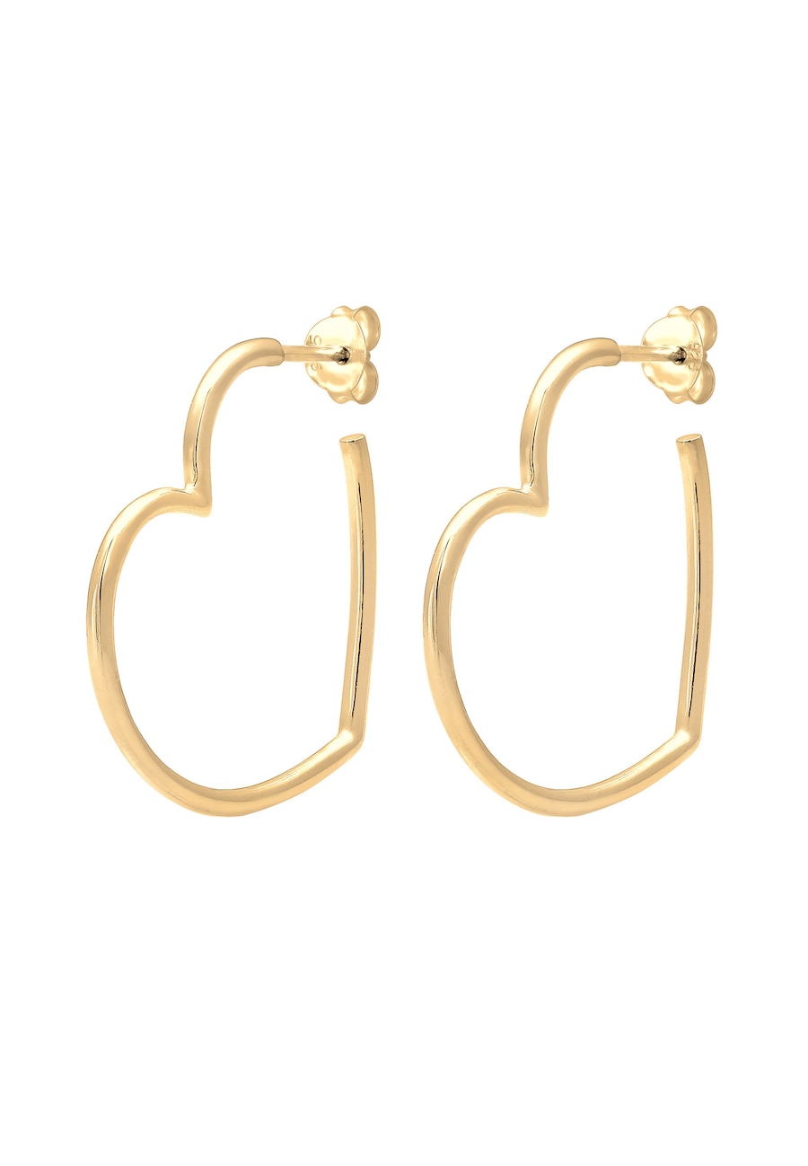 Elli Damskie kreole serce filigranowee w srebrze próby 925 Sterling Silver Kolczyki koła 1 ct