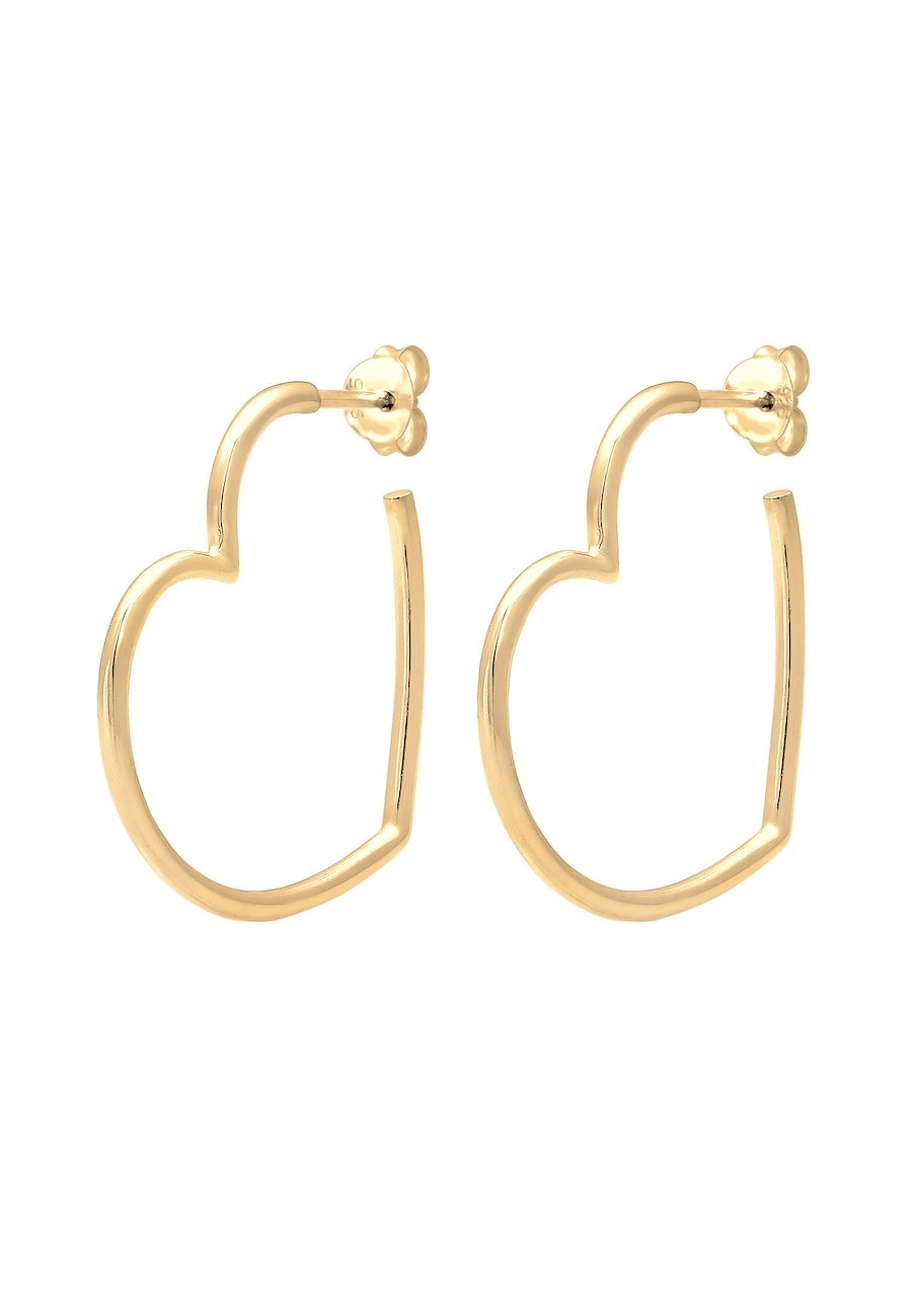 Elli Damskie kreole serce filigranowee w srebrze próby 925 Sterling Silver Kolczyki koła 1 ct