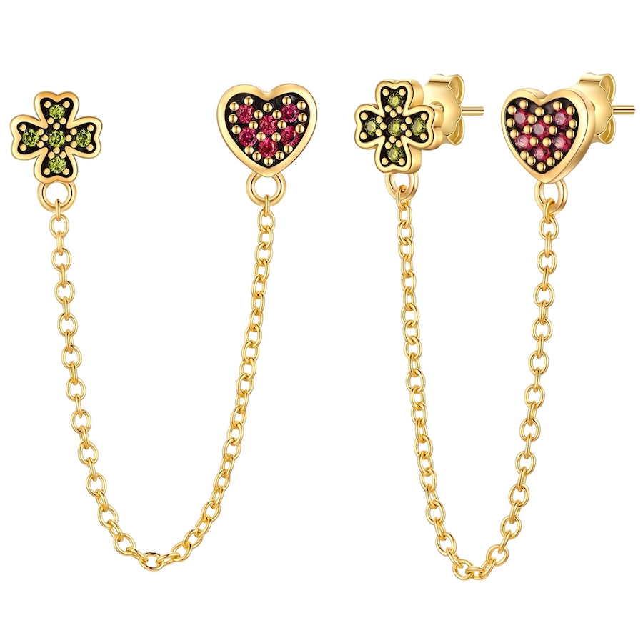 Glanzstücke München Kolczyki serce/koniczyna z Srebro wysokiej próby w Żółte złoto 1 ct Damski