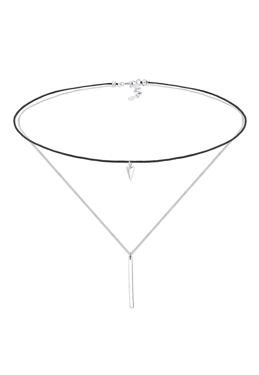 Elli Damski Choker Warstwa Nylonu Geo Look w srebrze 925 Sterling Silver Naszyjniki 1 ct