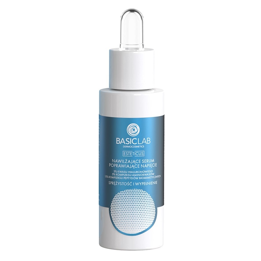 BasicLab NAWILŻAJĄCE SERUM POPRAWIAJĄCE NAPIĘCIE Z 3% KWASU HIALURONOWEGO, 5% KOMPLEKSU AMINOKWASÓW I 15% KOMPLEKSU PEPTYDÓW BIOMIMETYCZNYCH 30 ml Ser
