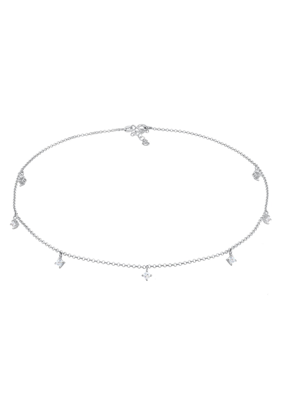 Elli Damski Choker Solitaire z kryształami cyrkonii w srebrze 925 Sterling Silver Naszyjniki 1 ct