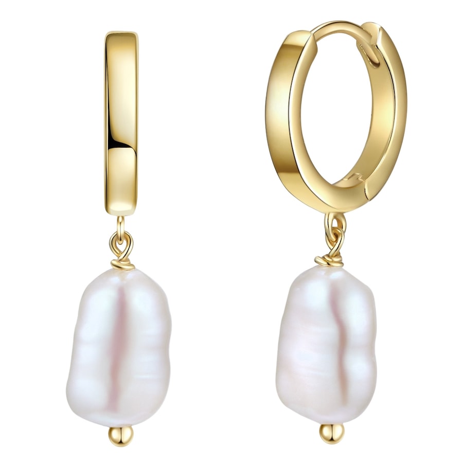 Glanzstücke München Srebrne kolczyki kreole srebro wysokiej próby Perła hodowlana słodkowodna żółte złoto Kolczyki koła 1 ct Damski