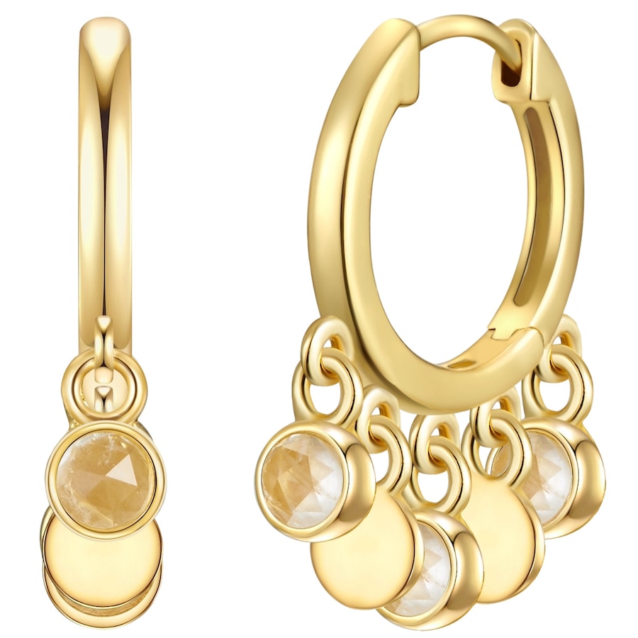 Glanzstücke München Srebrne kolczyki kreole srebro wysokiej próby Kamień księżycowy żółte złoto Kolczyki koła 1 ct Damski