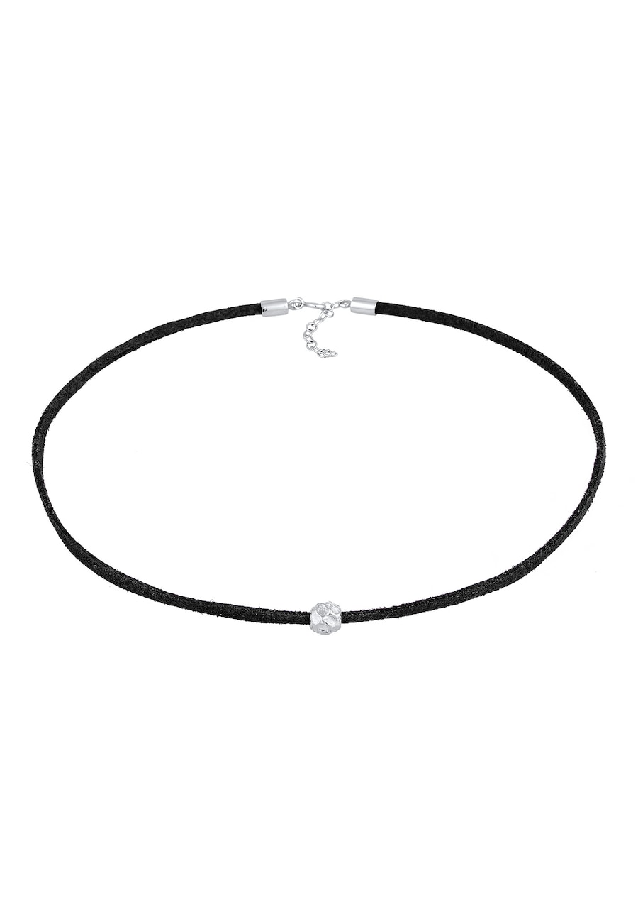Elli Damski Choker koraliki Trend z imitacją skóry w srebrze próby 925 Sterling Silver Naszyjniki 1 ct