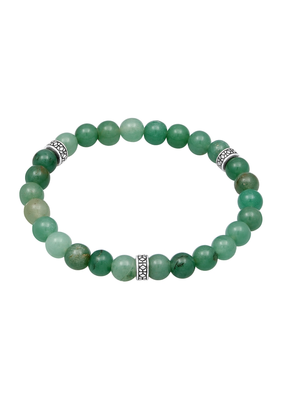 KUZZOI Męskie koraliki Vintage z awenturynem w srebrze próby 925 Sterling Silver Biżuteria męska 1 ct