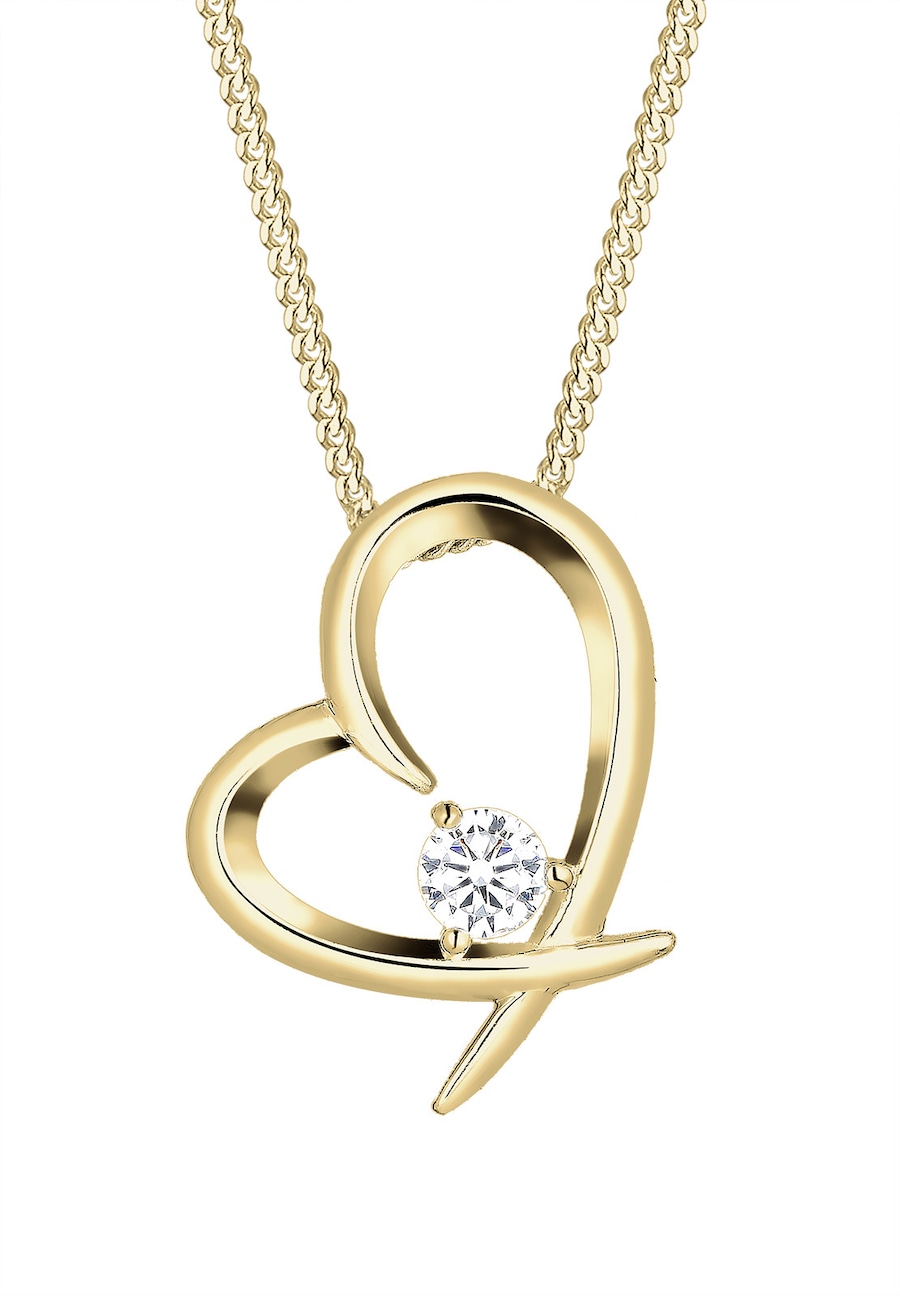 Elli Damskie serce zakrzywione kryształkami cyrkonu w srebra próby 925 Naszyjniki 1 ct