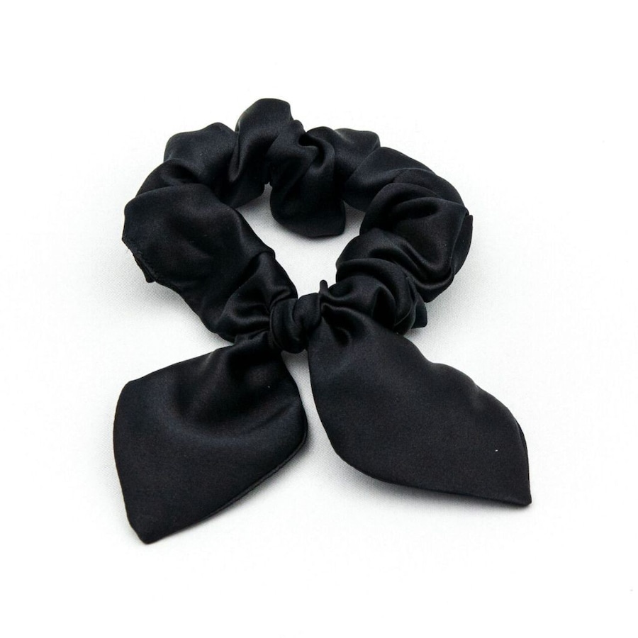 So fluffy Jedwabna gumka z uszami - czarna Gumki do włosów 1 ct
