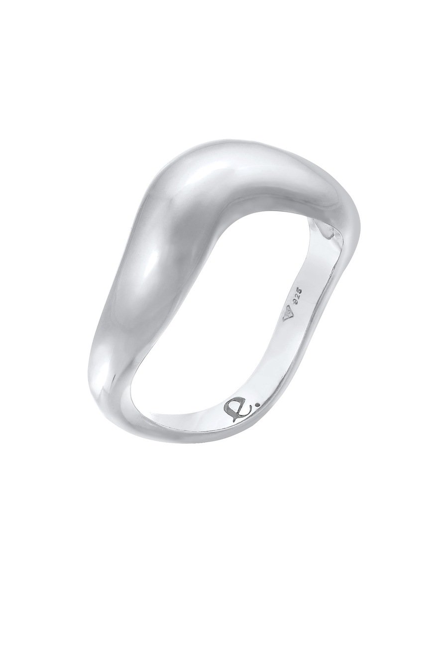 Elli PREMIUM Damskie fale Trend Organic w srebrze próby 925 Sterling Silver Pierścionki 1 ct