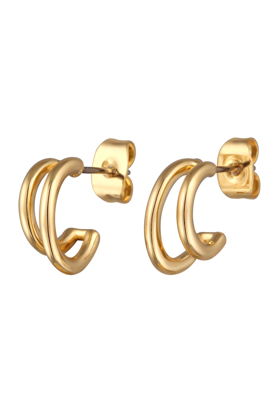 Elli Damskie kolczyki sztyfty dwurzędowe Basic kolor złoty Kolczyki 1 ct