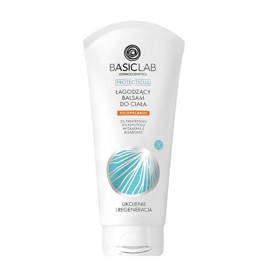 BasicLab PROTECTICUS Łagodzący balsam do ciała po opalaniu 3% Pantenolu 2% Ksylitolu Witamina F Bisalol 100 ml Po opalaniu