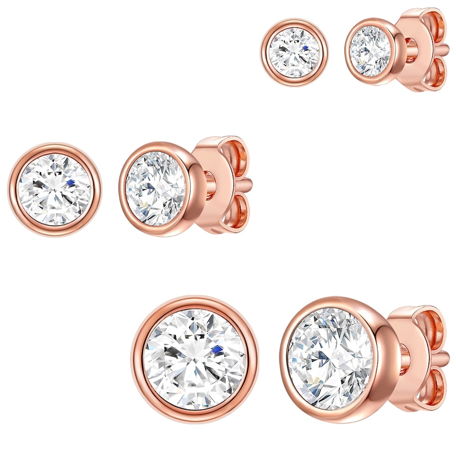 Rafaela Donata Komplet z kryształami Swarovski® srebro wysokiej próby zdobiony kryształkami Swarovski® różowe złoto Zestawy 1 ct Damski