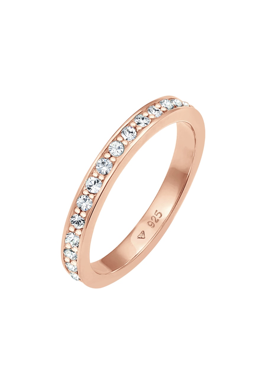 Elli Damska obrączka Memoire z kryształami w srebrze próby 925 Sterling Silver Pierścionki 1 ct Damski