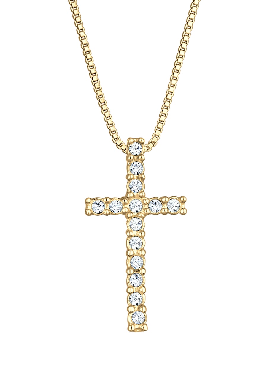 KUZZOI Wisiorek z krzyżem religijnym i kryształami ze srebra próby 925 Biżuteria męska 1 ct Męskie