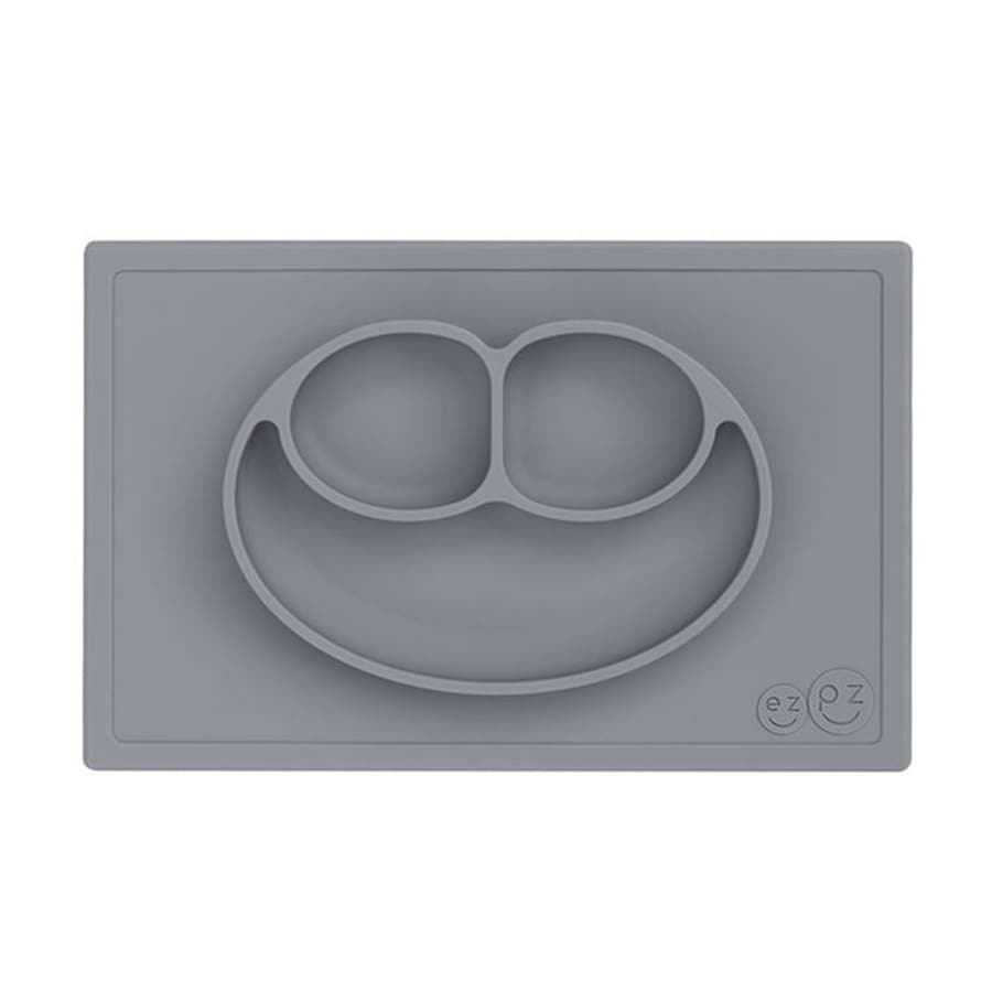 EZPZ EZPZ Silikonowy talerzyk z podkładką 2w1 Happy Mat szary Akcesoria 1 ct