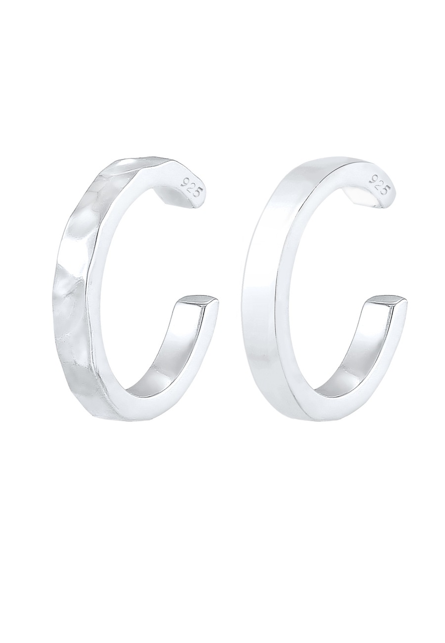 Elli Damskie zestaw nausznic 2 częściowy Organic Look Minimal Basic regulowany w srebrze 925 Sterling Silver Nausznice 1 ct