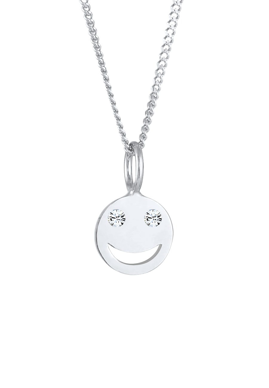 Elli Damski wisiorek z smiling face z kryształami w srebrze próby 925 sterling silver Naszyjniki 1 ct